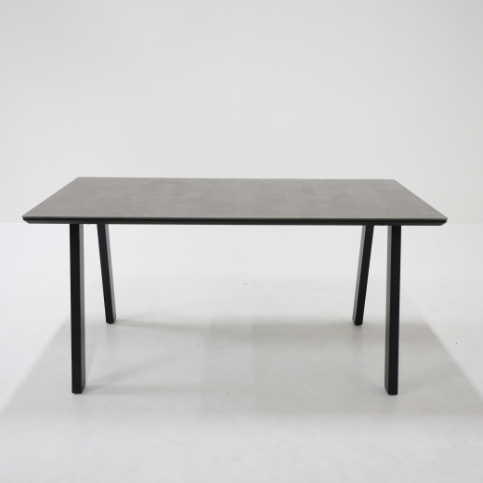 Picture of Fire Stone Tempered Glass Top - Dark Grey & Metal Table Leg