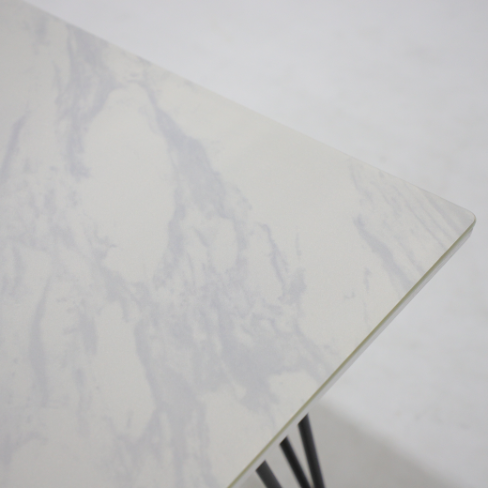 Picture of Fire Stone Tempered Glass Top - White & Metal Table Leg