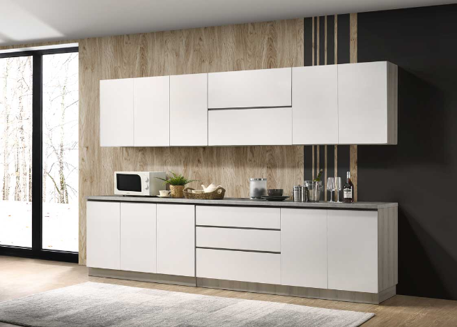 Picture of DAVINCI 6FT KITCHEN CABINET  (WALL UNIT) WITH HIGH GLOSS WHITE -  GREY OAK